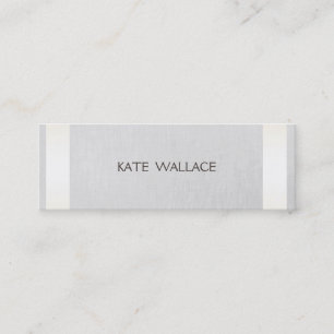 Elegant Chic Faux Satin Gold Striped & Grey Linen Mini Business Card