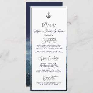 Elegant+Chic Faux Silver Anchor Menu Invitation