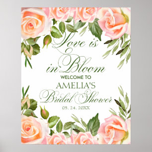 Elegant Chic Floral Bridal Shower Welcome Poster 