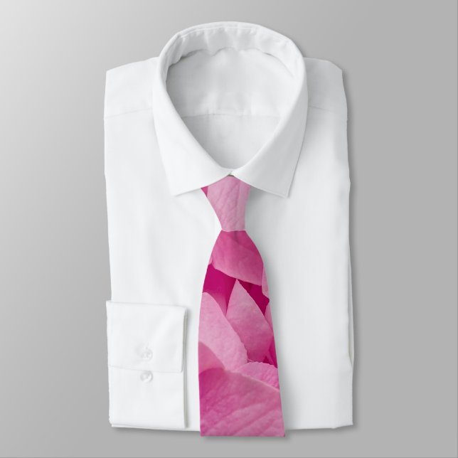 Elegant Chic Floral Bright Spring Pink Hydrangea Tie (Tied)