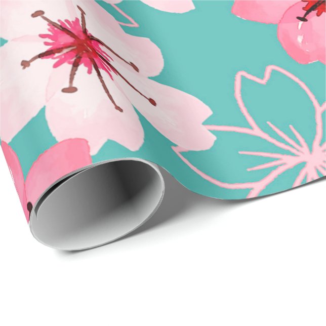 Elegant chic  floral Cherry Blossom pattern Wrapping Paper (Roll Corner)