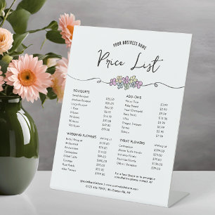 Elegant Chic Floral Design Price List Menu Pedestal Sign