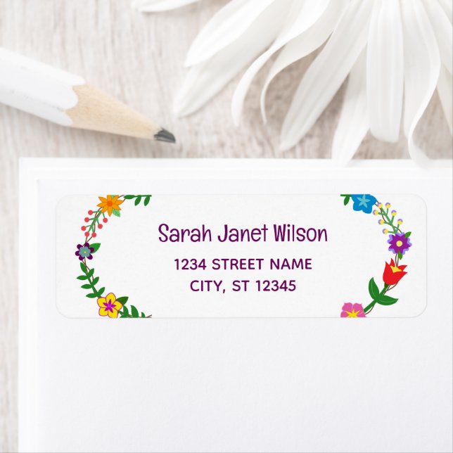 Elegant Chic Floral Flowers Modern Return Address  (Insitu)