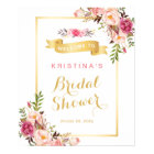 Elegant Chic Floral Gold Frame Bridal Shower