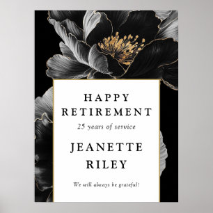 Elegant Chic Floral Happy Retirement Welcome Sign