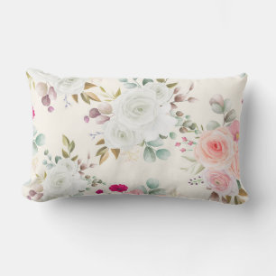 Elegant chic floral lumbar cushion