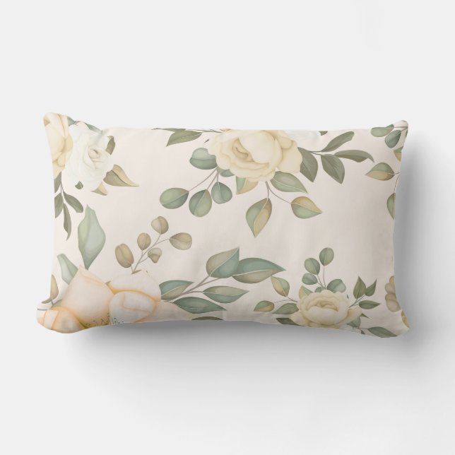 Elegant chic floral lumbar cushion (Front)