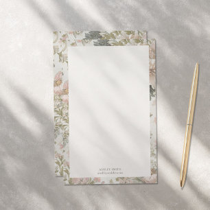 Elegant Chic Floral Monogram Stationery Paper