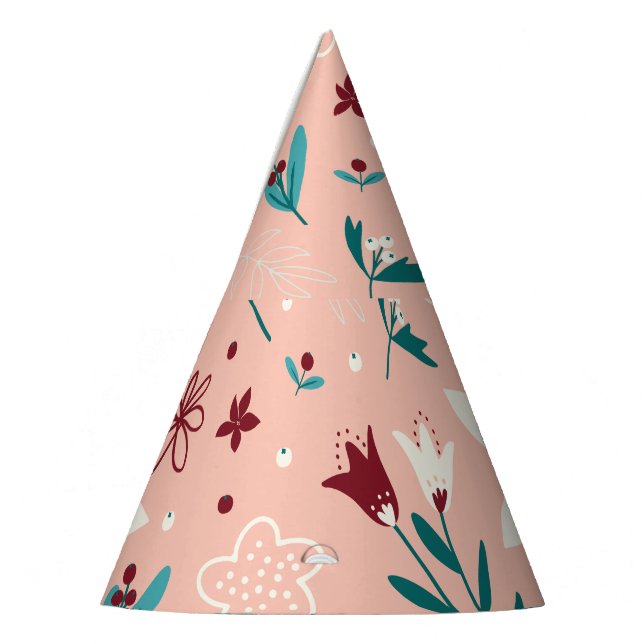 Elegant Chic Floral Pink Party Hat (Left)