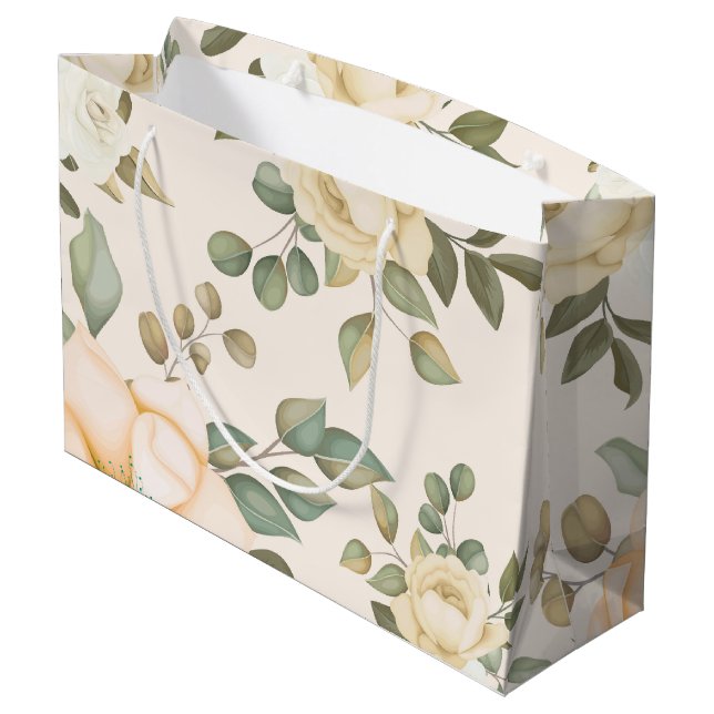 Elegant chic  flower large gift bag (Back Angled)