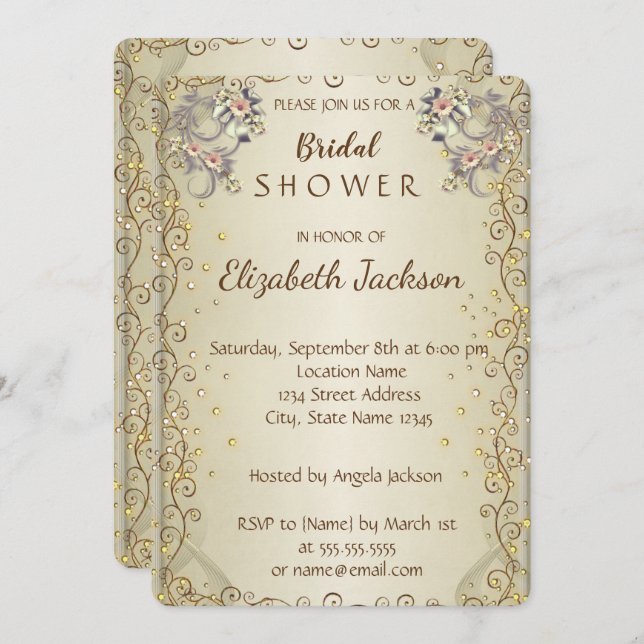 Elegant Chic Flowers  Bridal Shower Invitation (Front/Back)