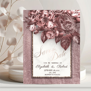 Elegant Chic Flowers Burgundy Save The Date