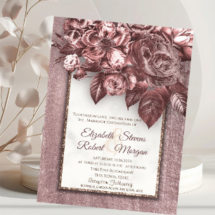 Elegant Chic Flowers Burgundy Wedding Invitation