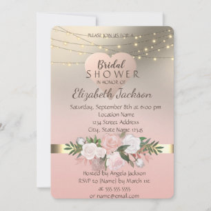 Elegant,Chic Flowers ,Heart Invitation