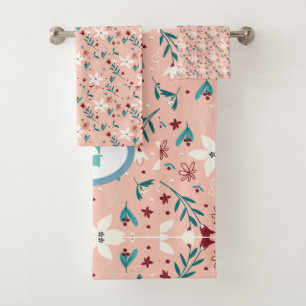 Elegant Chic froral Pattern Pink   Bath Towel Set