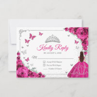 Elegant Chic Fuchsia Pink Silver Quinceanera Reply