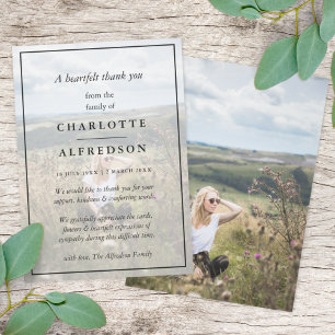 Elegant Chic Funeral   Minimalist Photo Sympathy Thank You Card