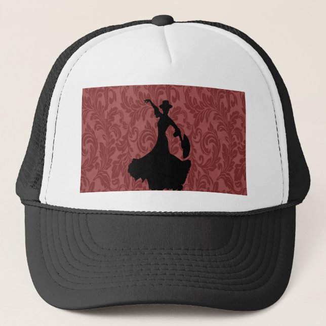 Elegant chic  girly damask flamenco dancer trucker hat (Front)