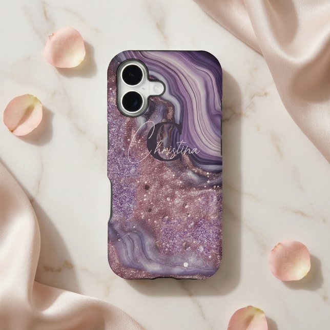 Elegant Chic Glam Purple Glitter Agate Marble (Creator Uploaded)