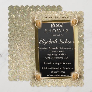 Elegant Chic Glitter,Roses Bridal Shower Invitation