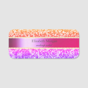Elegant Chic Glitter ,Stripe, Pearls Name Tag