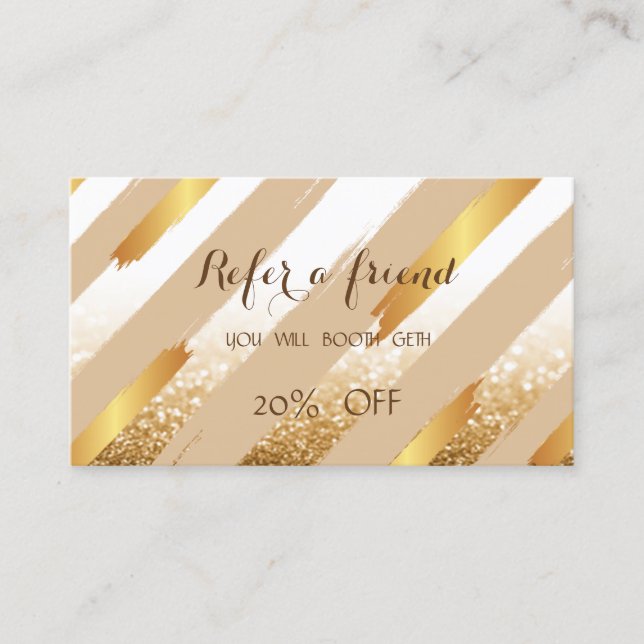 Elegant Chic Glittery ,Striped  Referral Card (Front)