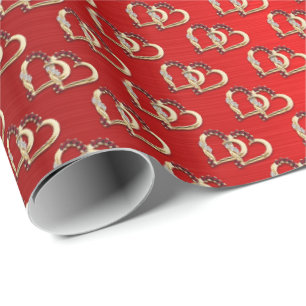 Elegant Chic Glossy Lovers Heart Wrapping Paper