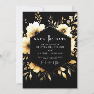 Elegant Chic Gold and Black Wedding Save The Date