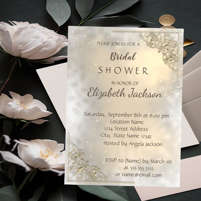 Elegant Chic Gold Bridal Shower Invitation (Creator Uploaded)