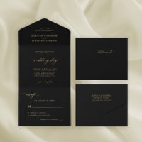 Elegant chic gold calligraphy black wedding