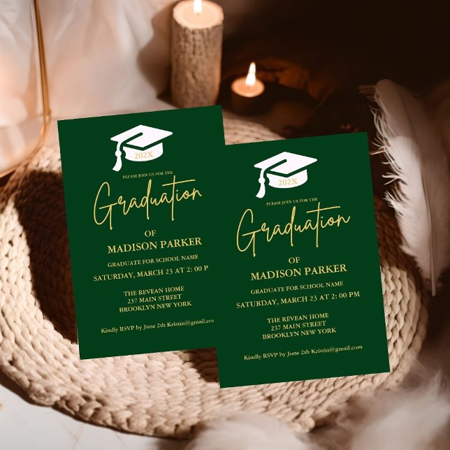 Elegant & Chic Gold Calligraphy Graduation Party Invitation (Creator Uploaded)