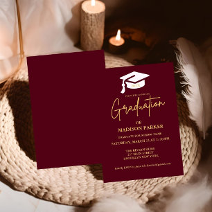 Elegant & Chic Gold Calligraphy Graduation Party Invitation