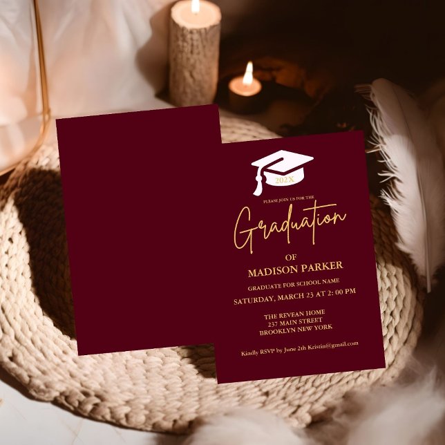 Elegant & Chic Gold Calligraphy Graduation Party Invitation (Creator Uploaded)