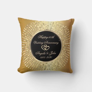 Elegant Chic Gold Dots 50th Wedding Anniversary Cushion