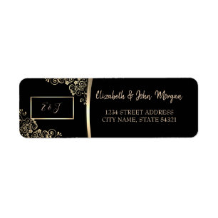 Elegant Chic  Gold Flowers  Address Label