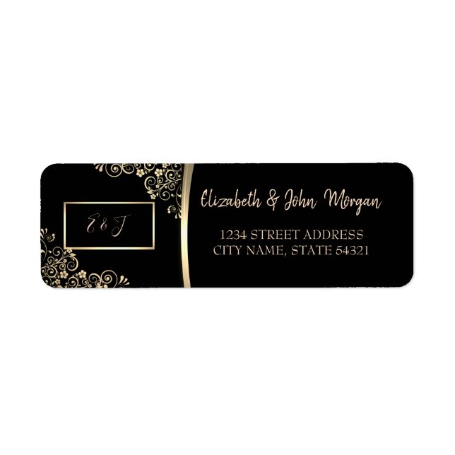 Elegant Chic  Gold Flowers  Address Label (Front)