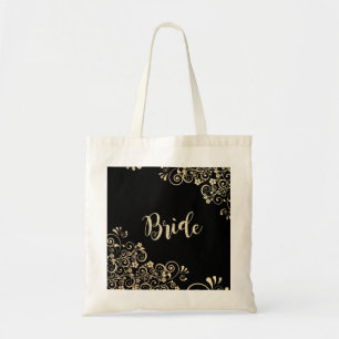 Elegant Chic Gold Flowers, Bride Tote Bag
