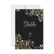 Elegant Chic Gold Flowers Table Card