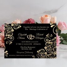 Elegant Chic Gold Flowers Wedding Invitation
