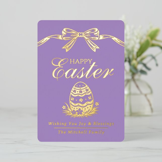 Elegant Chic Gold Foil Happy Easter Blessings Card (Standing Front)
