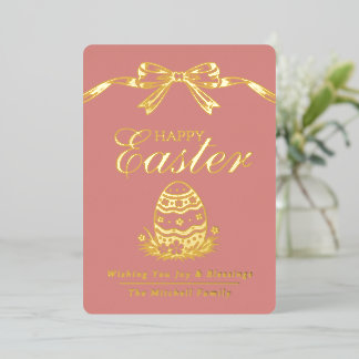 Elegant Chic Gold Foil Happy Easter Blessings Card