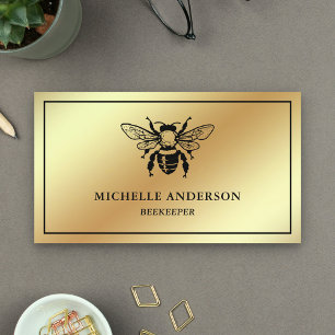 Elegant Chic Gold Foil Honey Bee Beekeeper Business Card