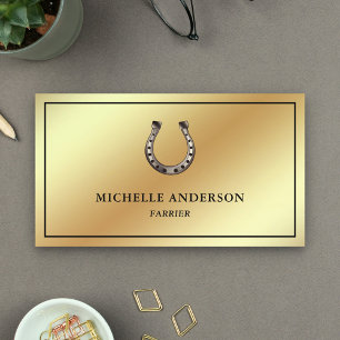 Elegant Chic Gold Foil Horseshoe Farrier Business Card