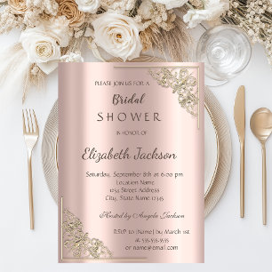 Elegant Chic Gold Frame Rose Gold Bridal Shower Invitation