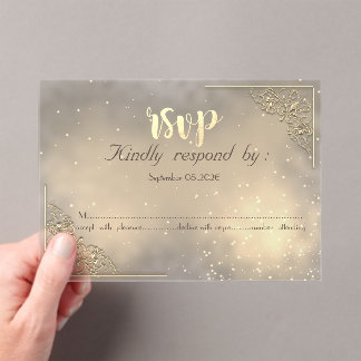 Elegant Chic Gold Frame RSVP Card Acrylic Invitations