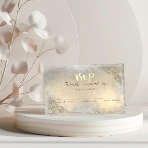 Elegant Chic Gold Frame RSVP Card Acrylic Invitations