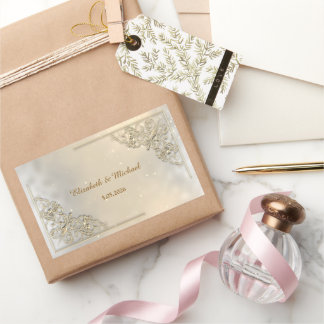 Elegant Chic Gold Frame Thank You Rectangular Sticker