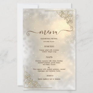 Elegant Chic Gold Frame Wedding Menu Card