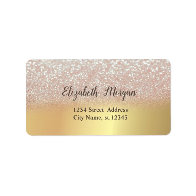 Elegant Chic Gold ,Glitter Ombre Bokeh Label (Front)
