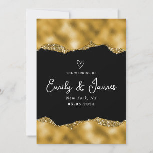 elegant chic gold glitter Wedding Invitation